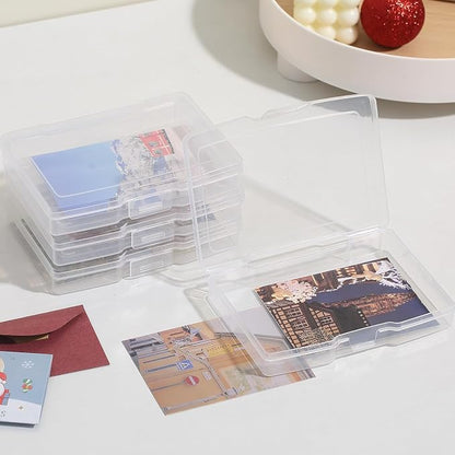 novelinks Transparent 4" x 6" Photo Organizers and Photo Storage Box with Handle, 16 Inner Photo Cases, Portable Picture Organizers & Photo Storage Containers (Clear 2Pack)