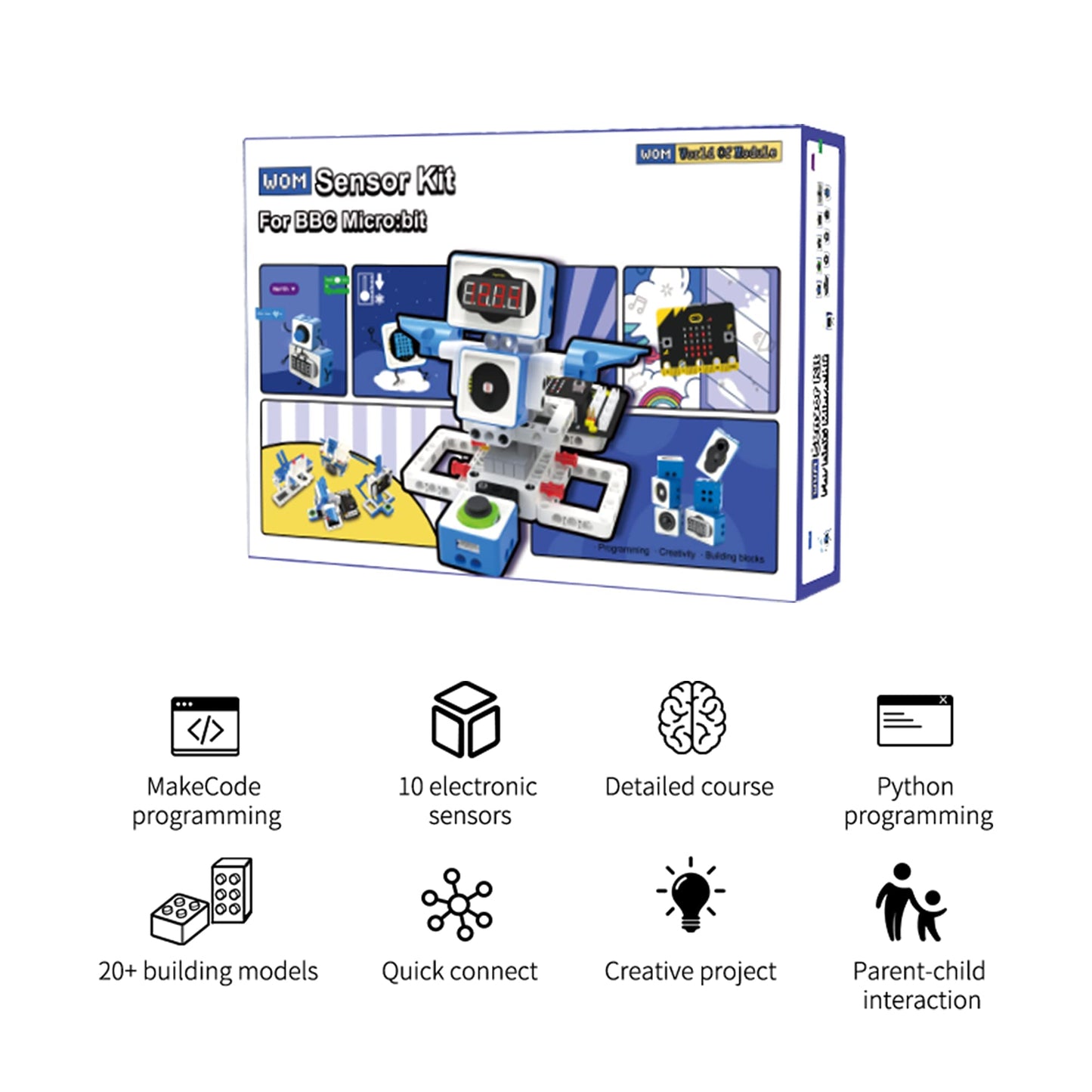 Yahboom Building Block Programming Kit Sensor Module with Micro bit V2 STEM Coding DIY Robot Kit Programmable Education Learn World of Module (Without V2)