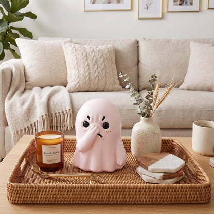 PlivBloom Holding Nose Ghost Figurine – Funny Halloween Ghost Statue for Bathroom or Shelf Decor, Spooky Knick Knacks, Cute Resin Desk Figurines, Ghost Decorations and Quirky Home Gifts (White)