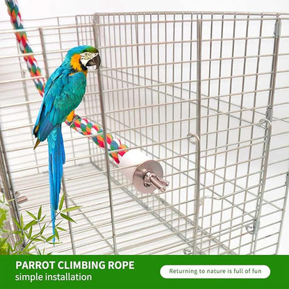 Bird Perch,Bird Rope Perch & Rope Perch,Bird perches for cage,Rope Perch for Conures,Parrots,Cockatiel,Lovebird,Budgerigar,Parakeet Rope perches for cage (2PCS Nipple 24inch)
