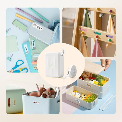 NIIMBOT Label Maker Machine Bluetooth Label Printer for School Home Office Organization, Wireless Mini Labeler D110 Upgraded Version, Label Machine with 3 Labels, White