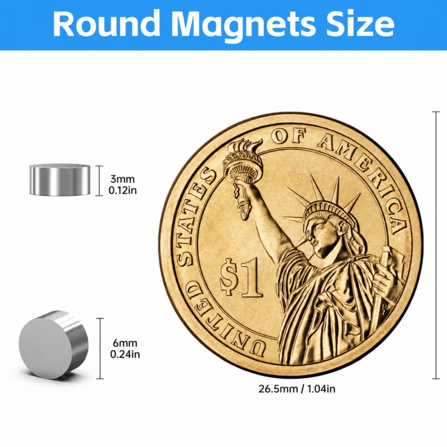 Magnets for Crafts, SIXQUEKJGH 300Pcs 6×3mm Small Mini Round Neodymium Rare Earth Magnets,Tiny Disc Refrigerator Magnets for 3D Printing DIY Whiteboard Home Office Kitchen Cabinet
