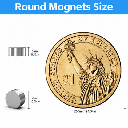 Magnets for Crafts, SIXQUEKJGH 300Pcs 6×3mm Small Mini Round Neodymium Rare Earth Magnets,Tiny Disc Refrigerator Magnets for 3D Printing DIY Whiteboard Home Office Kitchen Cabinet