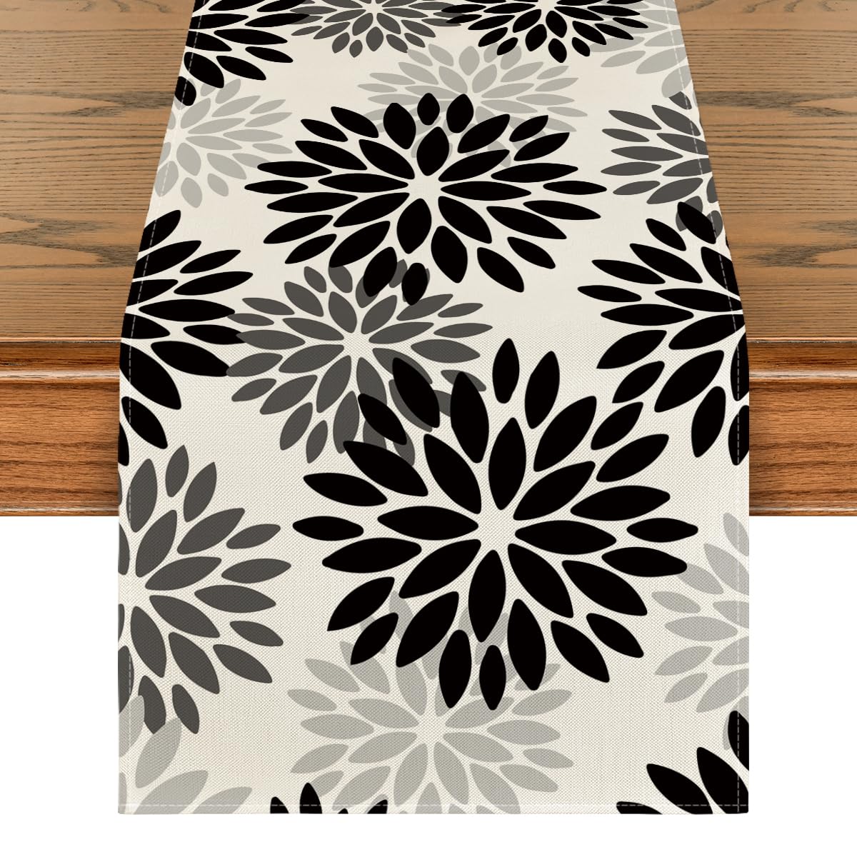 Artoid Mode Black Dahlia Floral Pinnata Halloween Table Runner, Fall Autumn Kitchen Dining Table Decoration for Home Party Decor 13x90 Inch