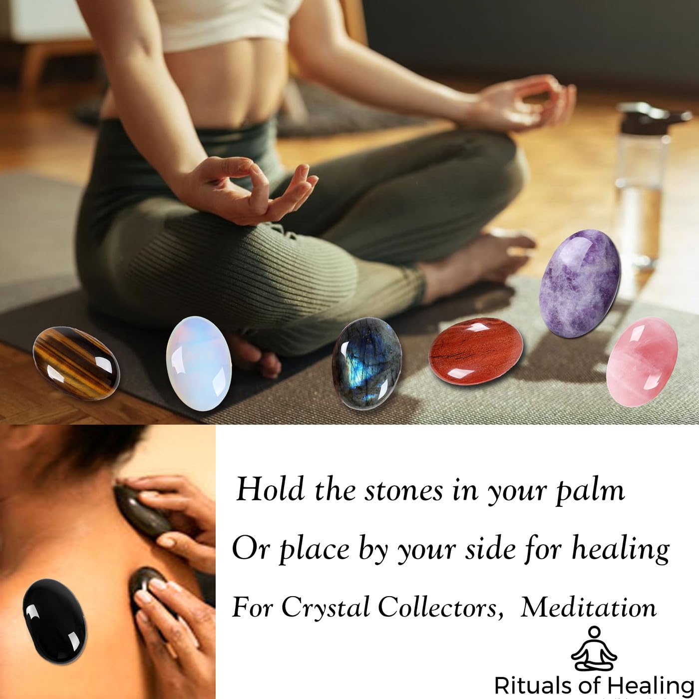 MAIBAOTA 2.4" Large Blue Sodalite Crystal Stone Polished Palm Stone Healing Crystals 0.7" Thick Natural Reiki Gemstone Worry Stone Energy Balancing Anxiety Stress Relief Meditation 1 Pc