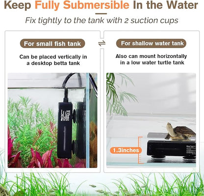 hygger Mini Fish Tank Submersible Heater 50W for 5-10 Gallons Small Betta Aquarium Heater with Digital Display Controller Adjustable Temperature