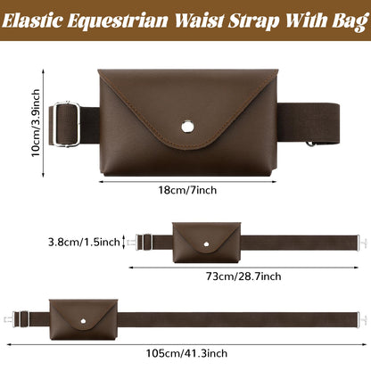 Vinsatin 2 Pack Equestrian Belt Women Equestrian Bit Waist Bag for Phone 1. 5 Inch Elastic Horse Riding Belt with Silver Bit Buckle for Women Girls Horse Riders (Black, Brown)