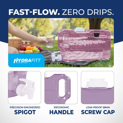 HydraFitt Refrigerator Water Dispenser 1.1 Gallon – Leak-Proof Slim Fridge Water Container with Spigot – BPA-Free Refillable Water Jug (Rose Pink)