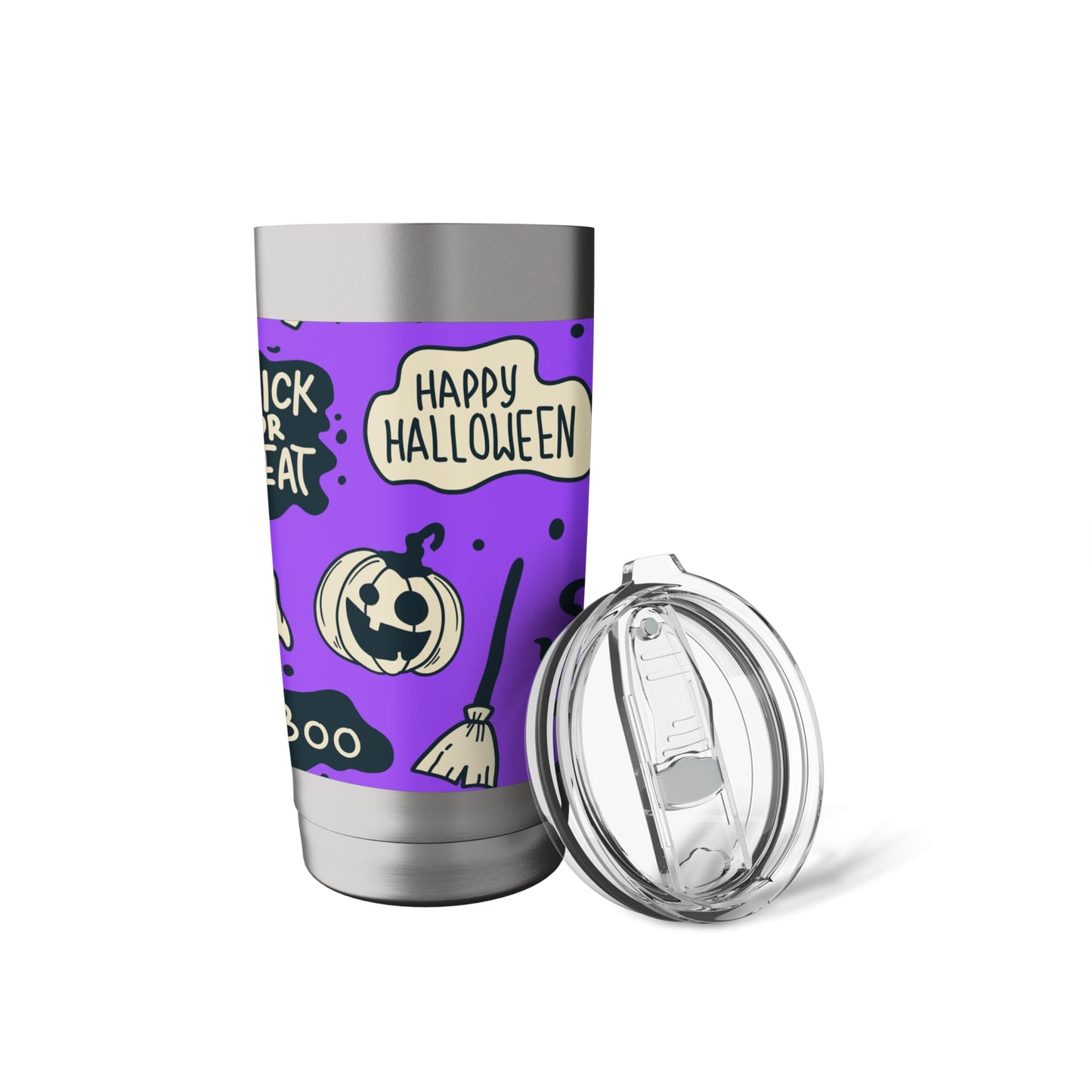 Purple Happy Halloween 20oz Travel Cup Cute Bottle Spooky Stainless Steel Insulated Tumbler