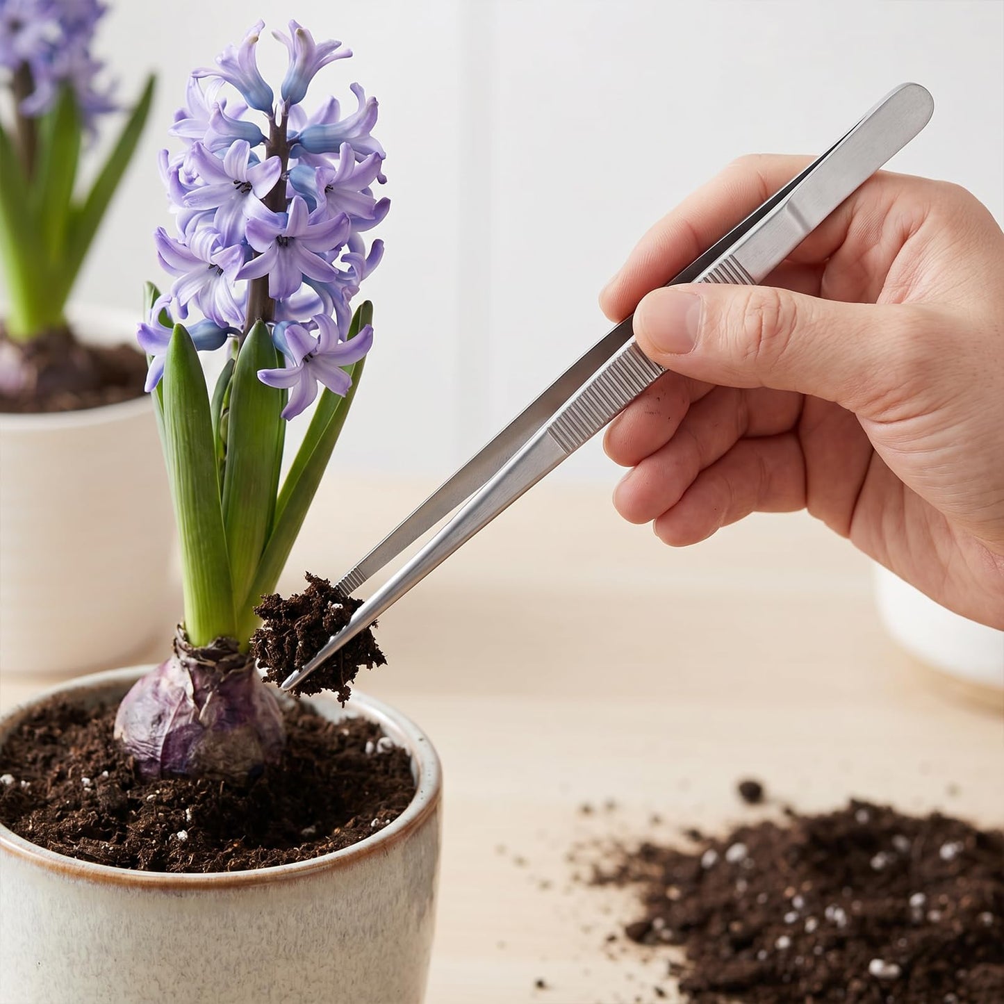 4 Pcs Seedling Transplant Tongs Set- Straight & Curved-tip Plant Tweezers, Stainless Steel Seed Starter Garden Tweezers Planting Tool Stuffer Supplies, Reduce Root Damage