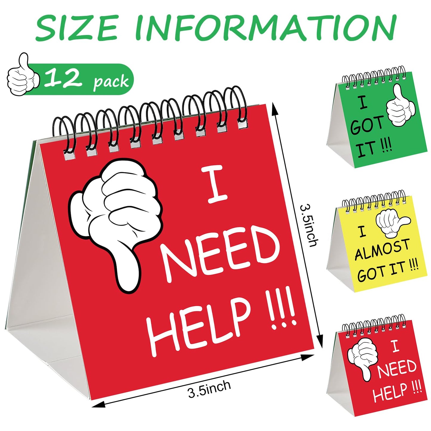 Harloon 36 Pcs I Need Help Mini Flip Chart Signs Self Assessment Cards Behavior Management Classroom Tools for Kids Teachers Classroom School Behavior Educational and Learning Activities Supplies