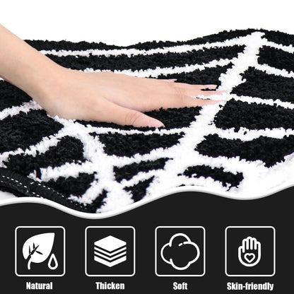 Meetory Spider Web Bath Mat, 31×20" Halloween Bath Mat Non-Slip Rugs Spiderweb Rug Machine Washable Goth Area Rugs Gothic Rug for Front Door, Bedroom, Living Home (Black)