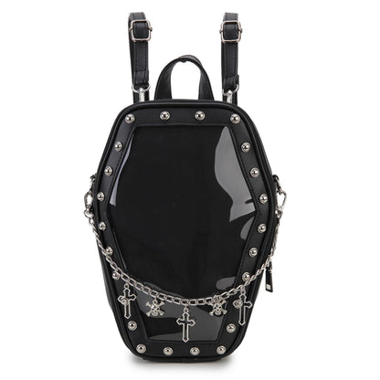ENJOININ Gothic Coffin Shape Purses and Handbags for Women Halloween Shoulder Bag Ita Purse Backpack