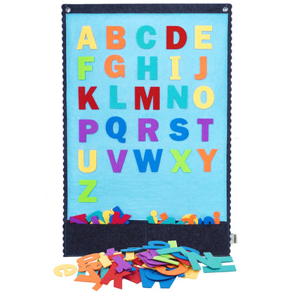 CHEFAN Felt Board - Large Flannel Board for Wall, 104 Felt Letters, 32'' X 22'' Interactive Storytelling & Play Learning for Home & Classroom Use(2 Sets of Uppercase&Lowercase Letters)