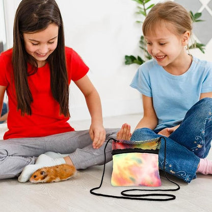 SUPVOX Hamster Carrier Bag Portable Small Animal Pouch with Drawstring Closure Breathable Pet Tote Bag 6.69X6.69X0.78 Inches for Travel and Outdoor Use