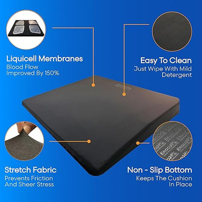 ERGO21 LiquiCell Sports Cushion - 3.5 Inch Thick Seat Pad for Tailbone, Hip & Lower Back Pain Relief - Ergonomic Comfort for Car, Office, Stadium & Wheelchairs- Better Than Gel, Foam or Air