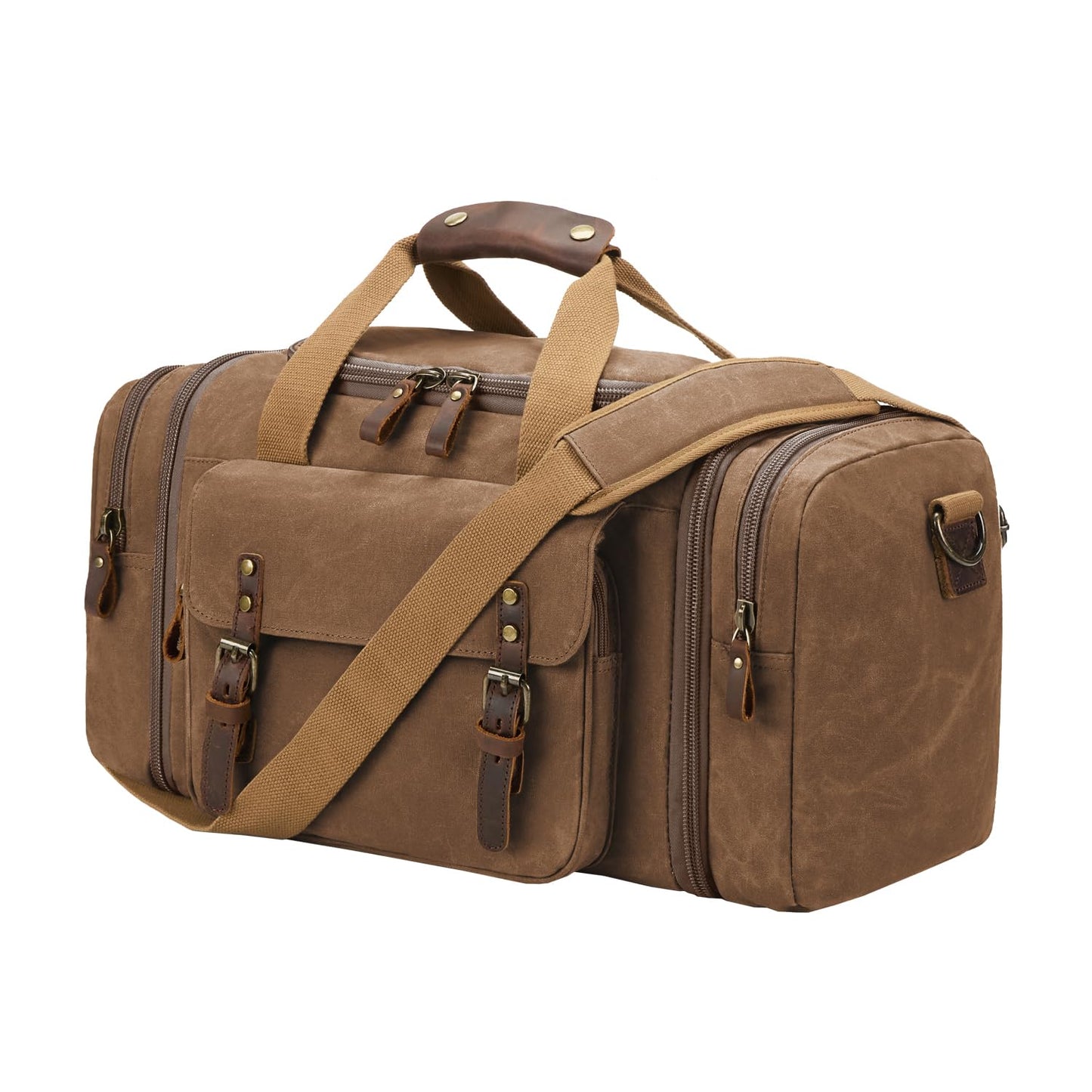 Waxed Canvas Duffel Bag 50L, Coffee