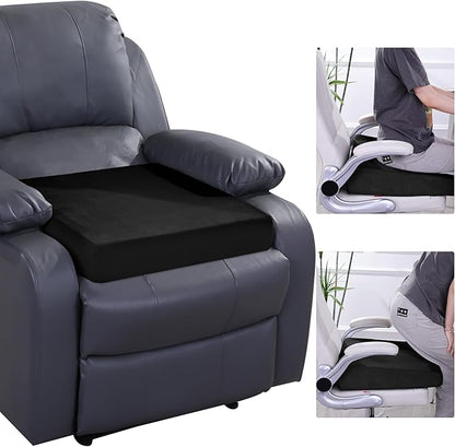 HOMBYS Wedge Recliner Seat Cushion for Long Sitting Chair, Cushion for Elderly Esay to Get Up,5" Thick 20"x20" Large Pressure Relief Seat Cushion for Recliner, Office, Car, Velvet & Foam, Black