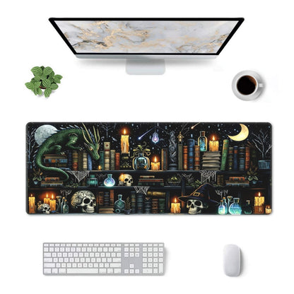 Large Gaming Mousepad, Mystical Gothic Library XL Mouse Pad with Stitched, Full Long Waterproof Non-Slip Base Keyboard Pad, PC Laptop Computer Mat for Men Office Decor, 31.5 * 11.8 in