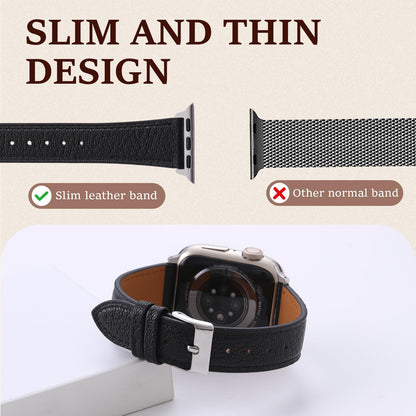 Thin Slim Soft Goatskin Women Leather Watch Bands for Apple Watch 38mm 40mm 41mm 42mm, Small Wrist Watch Band Lightweight Elegant Replacement Straps Compatible with iWatch SE 11 10 9 8 7 6 5 4 3 2 1