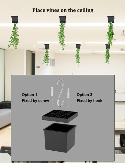TYAMTOGSM Wall Hanging Planters for Living Vines or Artificial Vines, Wall Mounted Plant Holder Fits for Ceiling wall Mount or Wall Hook Mount Wall Planters for Indoor Plants (Black)