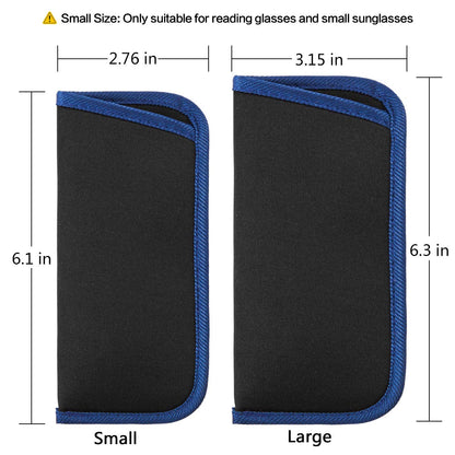 TRIUMPH VISION 3 Pack Reading Glasses Pouch - Soft Eyeglasses Bag Portable Neoprene Sleeve Eyewear Case (3 Pack, Blue Orange Red, Small)