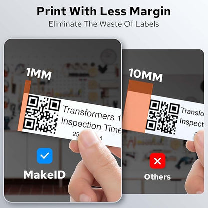 Makeid P31S Portable Industrial Label Printer, 1" Print Head with Bluetooth, Mobile/PC Software, with 0.75" x 19.68ft Label for Wire, Cable & Heat Shrink Tubes at Job Sites.