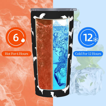 Perinsto Bats Halloween 20oz Travel Tumbler With Lid And Straw, Stainless Steel Tumblers Insulated Coffee Cup Mug Gift For Men Women