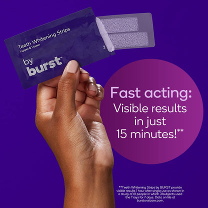 BURST Sensitive Teeth Friendly Whitening Strip Kit (Mint + Coconut) | 10 Treatments with No-Slip Grip | Visible Results in Just 15 Minutes