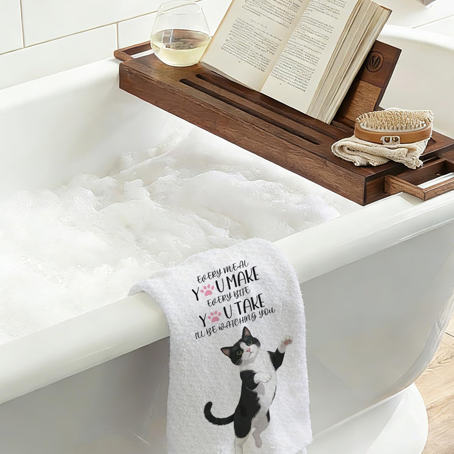 Chicimln Funny Tuxedo Cat Kitchen Towels, Tuxedo Cat Gifts Decorative Hand Towels, Gifts for Cats Lovers Dish Tea Towel Drying Cloth for Kitchen Decor,16x24 Inch,Set of 2