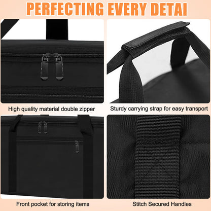 CSOKRE Grill Tool Storage Bag, Outdoor BBQ Utensil Storage with Pockets for BBQ Tools up to 22", Large Grilling Utensil Holder Storage Caddy, Barbecue Tool Sets Case for Camping Picnic,Bag Only,Black