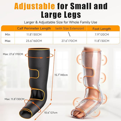 Leg Massager with Heat and Compression, Foot and Calf Massager for Circulation and Pain Relief, Compression Boots with Handheld Controller, 6 Modes 3 Intensities, Gift for Mom Dad