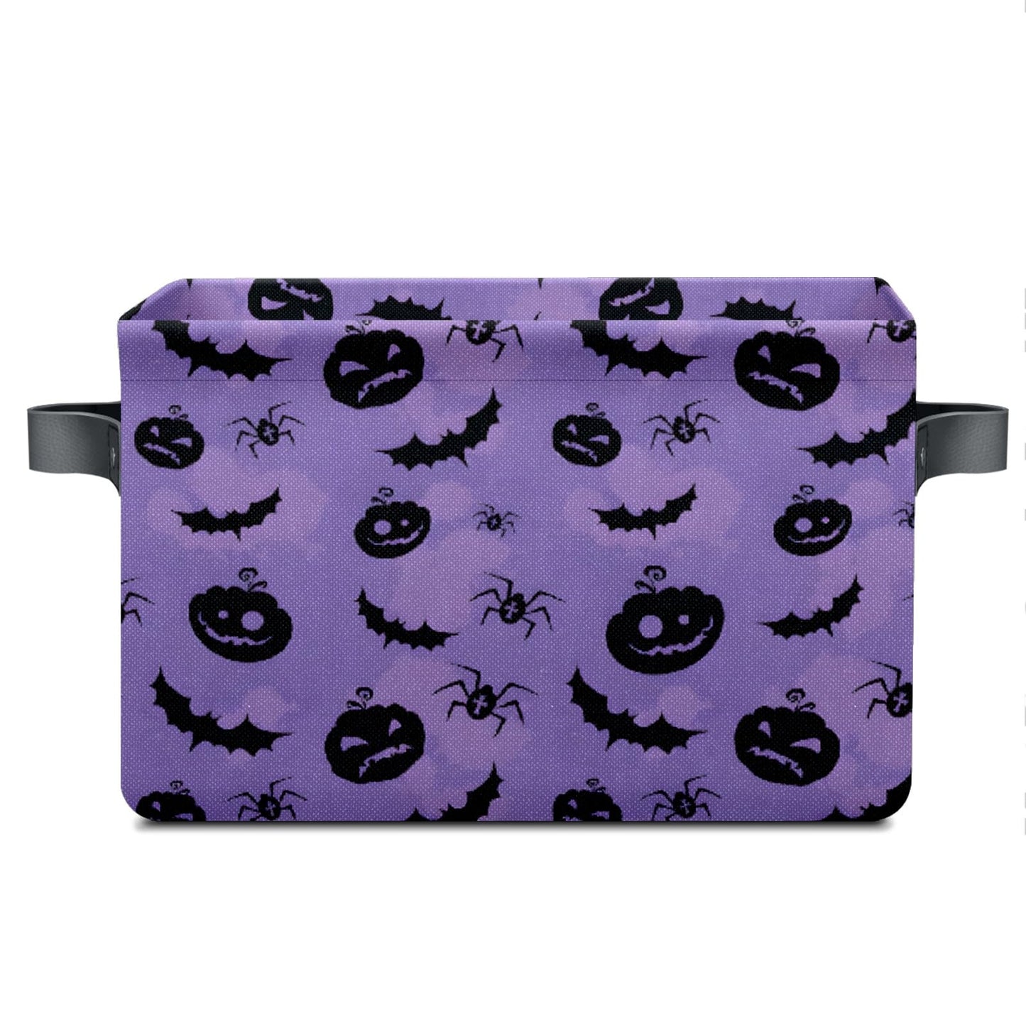 Andemie Halloween Bin Purple Pumpkin Bats Basket Large Foldable Storage Bin Cube Collapsible Organizer Trick or Treat Bags Candy Buckets for Halloween Parties