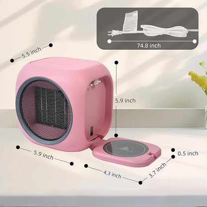 Space Heater with Mug Warmer, Electric Space Heaters for Indoor Use with Thermostatc, Candle Warmer Pate for Bedroom, Office, Large Room Use