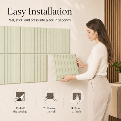 Baysola Stripe Felt Bulletin Board Panels 48 x 36 Inch Self Adhesive Wall Tiles Cork Board Alternative for Office Classroom Photos Notes 12 Pack