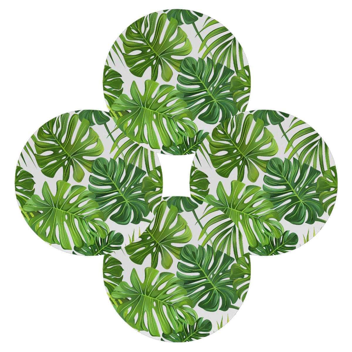 Round Placemat Set of 4 for Dining Table Summer Tropical Plant Palm Tree Monstera Leaves Place Mat Heat Resistant Kitchen Table Mat for Party Home Decor Everyday Use Washable