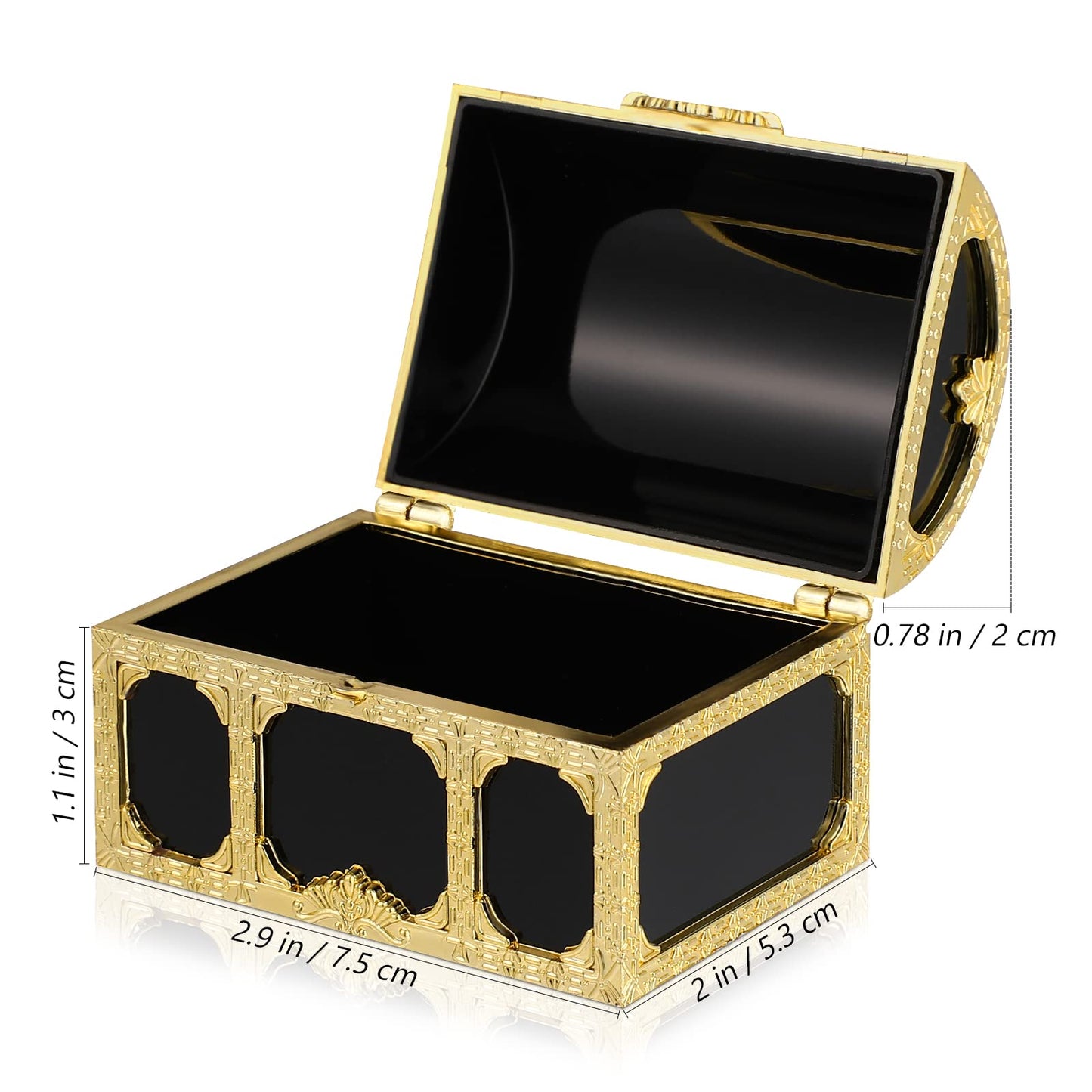 Veemoon 12 Pack Pirate Chest Storage Boxes Plastic Mini Treasure Chests 2.95X2.12X1.96In Waterproof Decorative Pirate Sugar Box for Party Favors Cake Decorations and Kids Pretend Play