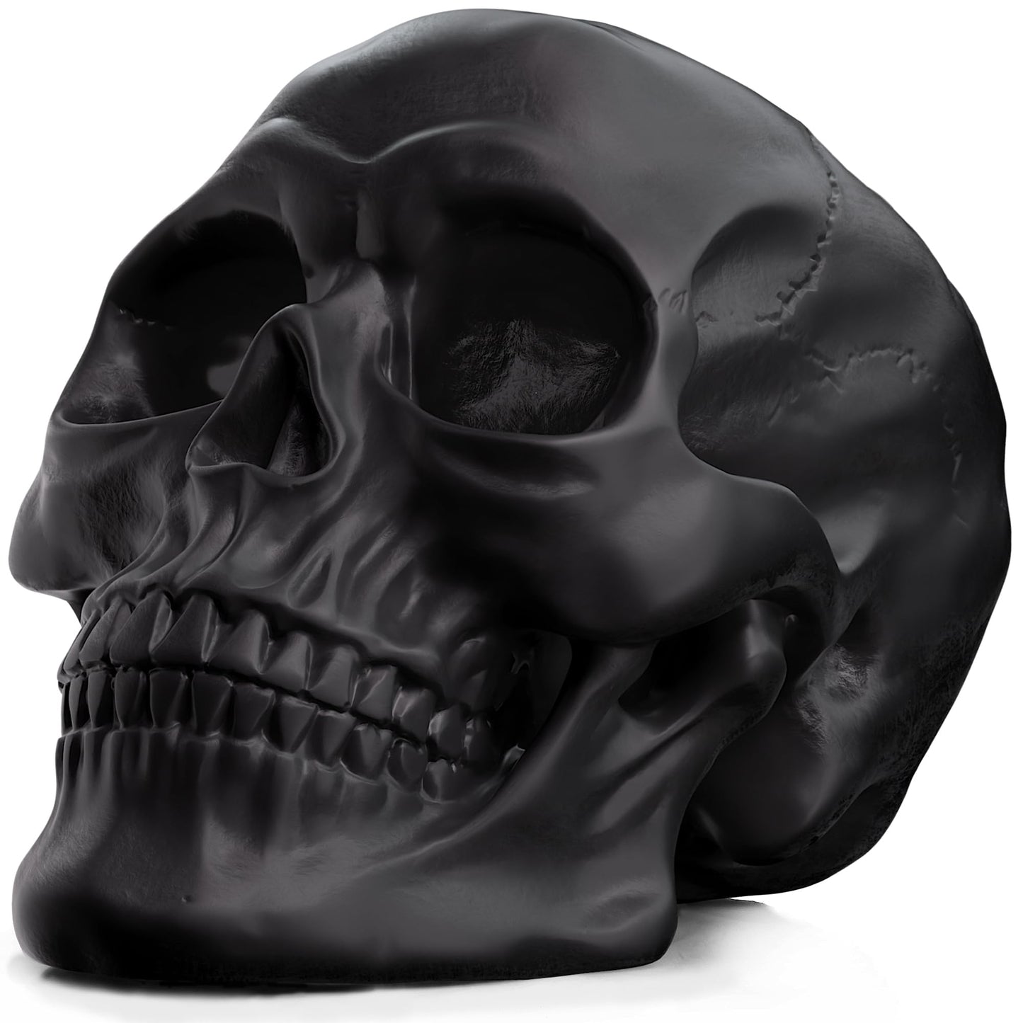 READAEER Resin Skull, Human Head Model for Home Decoration, Halloween Statue, Skull Model for Bookshelf and Desktop (Black)