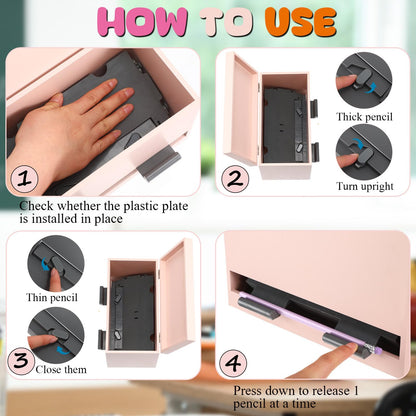 Watersay 108 Pcs Pencil Dispenser Kit for Classroom Wooden Sharp and Dull Pencil Holder 50 Pencils 50 Sharpener 6 Sticker Classroom Teacher Must Have Straw Dispenser for Back to School(Light Pink)