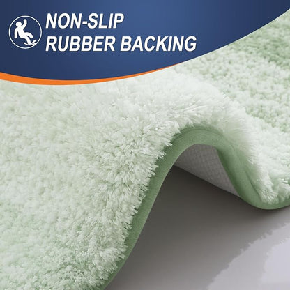 OLANLY Bathroom Runner Rugs Mat 47x17, Extra Soft Absorbent Microfiber Bath Rugs, Rubber Backing, Quick Dry, Washable Long Bath Mats for Bathroom, Tub and Shower, Home Decor Accessories, Sage Green
