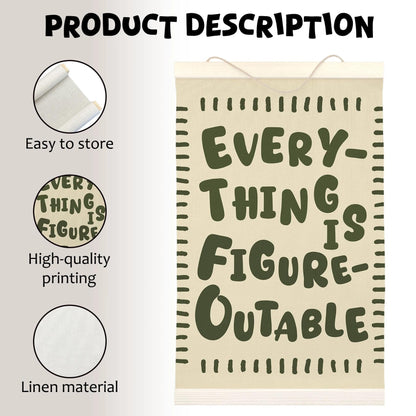 LKETW Everything Is Figureoutable Inspirational Poster Hanger Frame 12x16 Inch, Positive Affirmations Wall Art Posters for Classroom, Motivational Hanging Banner Decor for Home Office Bedroom