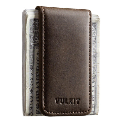 VULKIT Magnetic Money Clip Leather Money Holder Minimalist Design Holds Up to 15 Cash