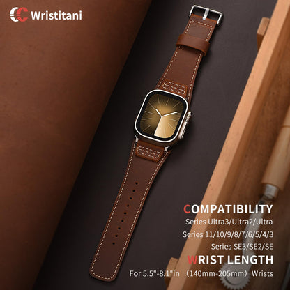 Wristitani Leather Bands Compatible With Apple Watch Band 42mm 41mm 40mm 38mm for Men, Top Grain Genuine Leather Replacement Strap for iWatch SE3/2/1 Series 11 10 9 8 7 6 5 4 3