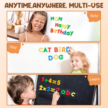 JoyCat 78 Pieces Magnetic Letters Numbers Alphabet Fridge Magnets ABC 123 Preschool Educational Learning Plastic Colorful Toy Set Uppercase Lowercase Math Symbols for Toddlers Kids 3+
