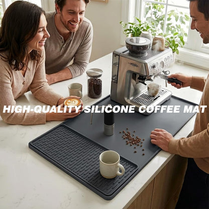 Caketime 2 In 1 Silicone Coffee Bar Mat Accessories Detachable Dish Drying Rug Rack Stone for Kitchen Counter Home Household Apartment Office Essentials Barista Espresso Machine Drainer Must Have