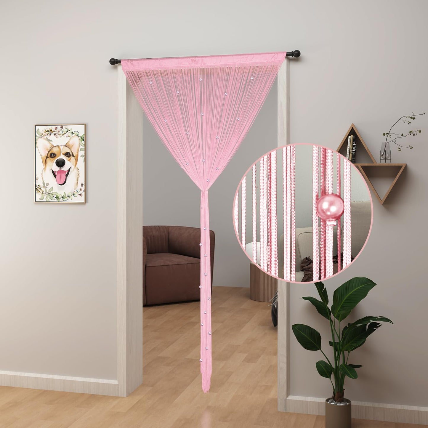 YIIBAII Beaded Curtain Beaded Curtains for Doorways Crystals Suitable for Interior Decoration and Partitions Hippy Closet Curtains (Pink, 39"x79")