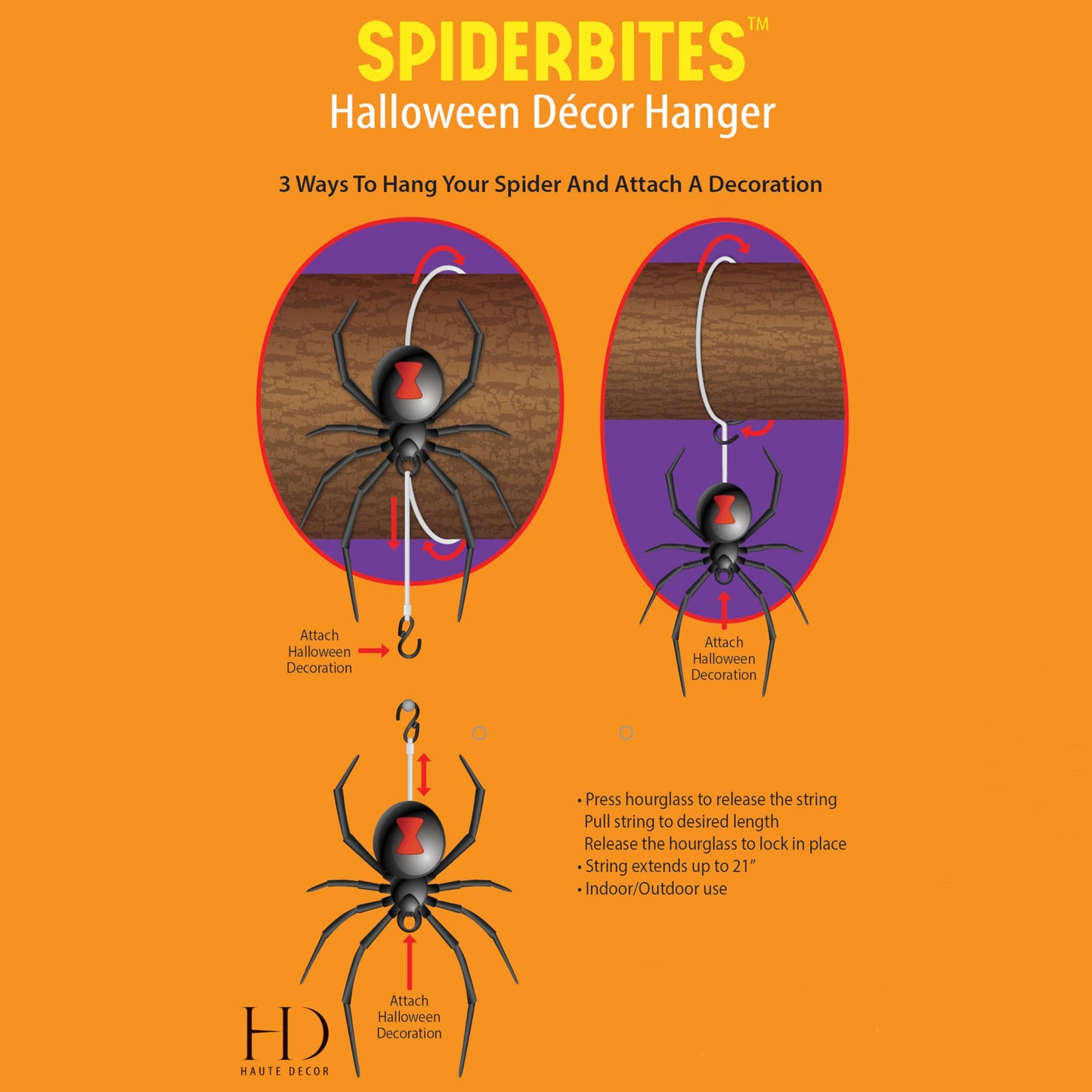 Haute Decor SpiderBites Halloween Décor Hanger 1-Pack