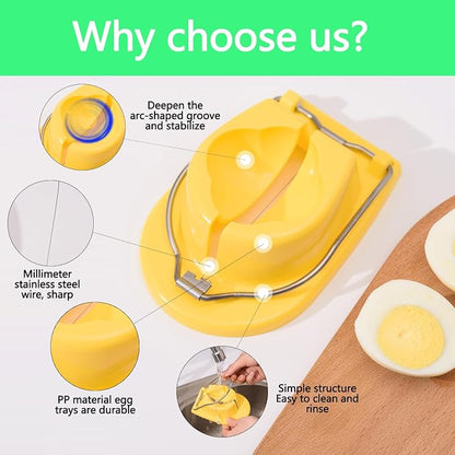 Egg Slicer, Semi-Round Curved Yellow Egg Cutter for Hard Boiled Eggs – Stainless Steel Wire Cutter with Ergonomic Handle for Salad, Cobb Salad, Avocado Toast & Food Garnish, Easy to Clean (3)