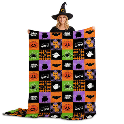 Halloween Throw Blanket Reversible, Cute Blanket Halloween 50"x70" for Couch, Bed, Sofa - Soft Plush Fleece Cartoon Pumpkin Print Decor Gifts (Style B)