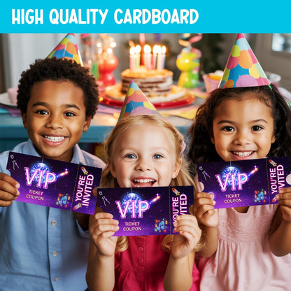 Doguiei Neon Vip Birthday Party Invitations, Purple VIP Invitations Card for Boys Girls (30 Cards & 30 Envelopes)